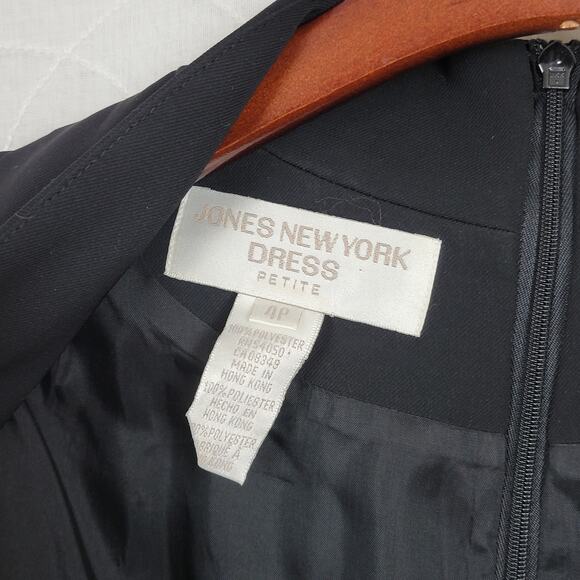 Jones New York Structured Wrap Dress 4 Black‎ Tie Belt Maxi Cocktail Party LBD - Picture 4 of 14